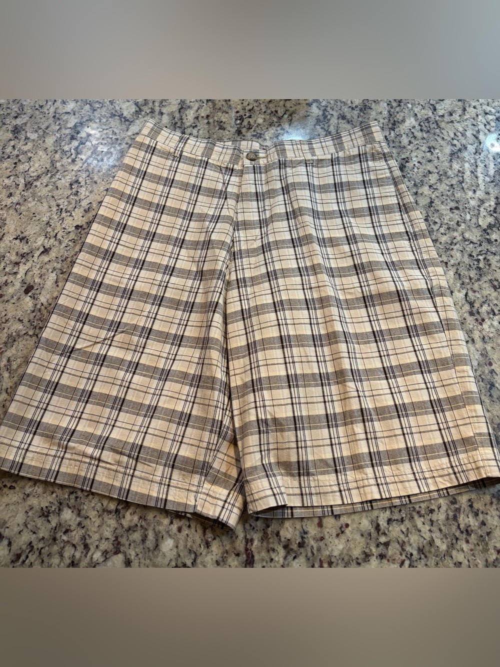 Covington Beige and Brown Plaid Flat Front Men's Shorts